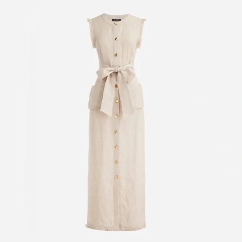 J Crew raw hem linen maxi dress